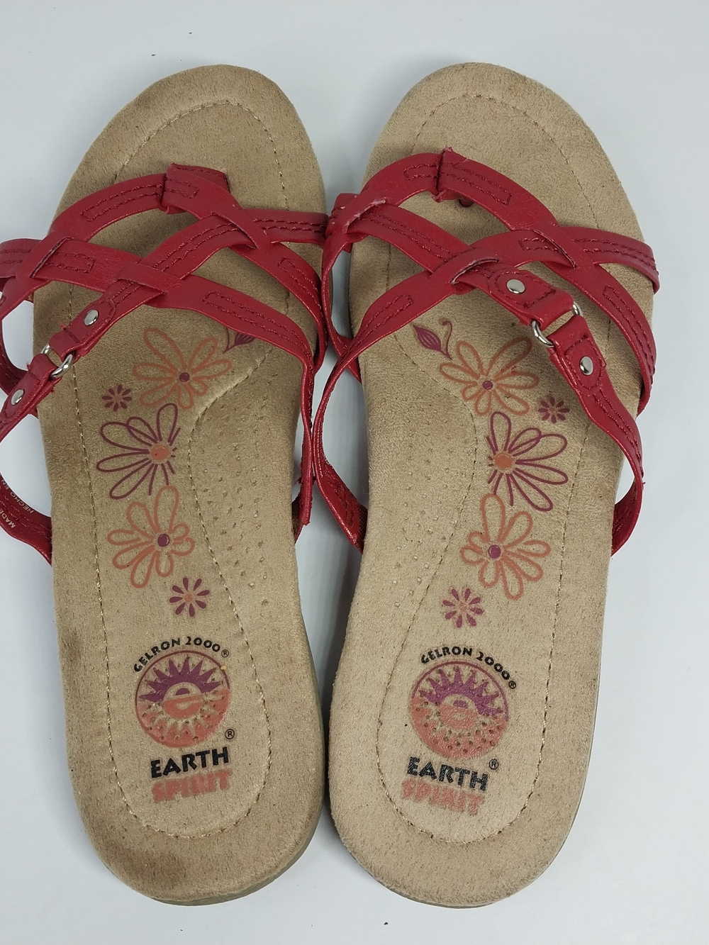 Earth Spirit Wini Slides Women's 6.5 Red Strappy Gelron 2000 Sandal Shoes Boho - Picture 10 of 12